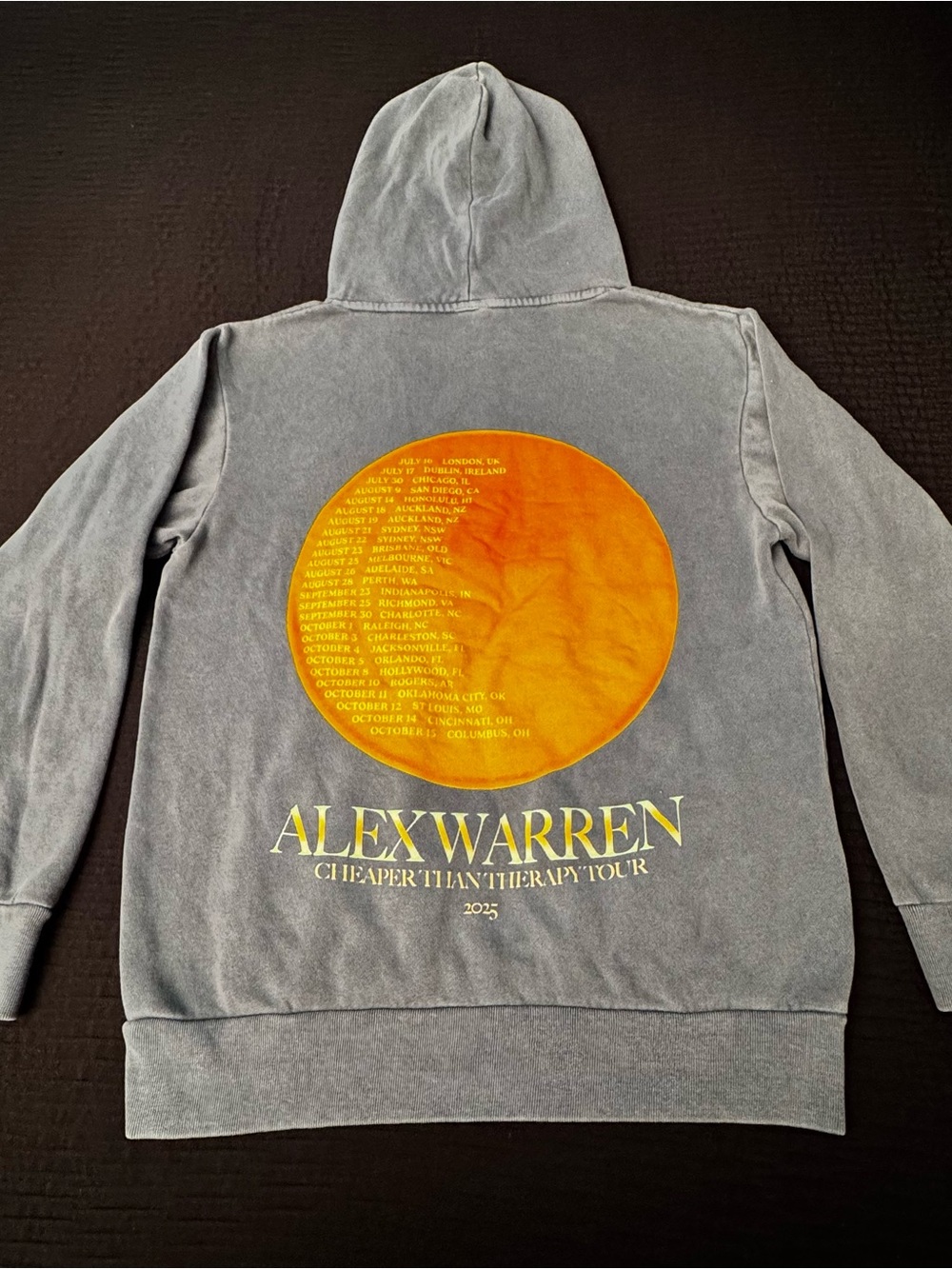 Alex Warren Ordinary Cheaper Than Therapy Tour 2025 Hoodie Size Small Gray